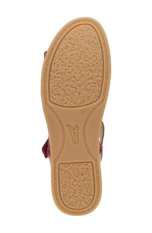 Dansko Candace Ankle Strap Wedge Sandal In Red Burnished Nappa