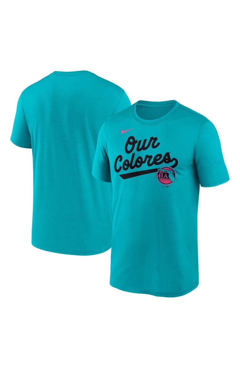 Nike Men's Nike Teal Miami Marlins 2025 City Connect Team Phrase Script Legend Performance T-Shirt, Main, color, Teal