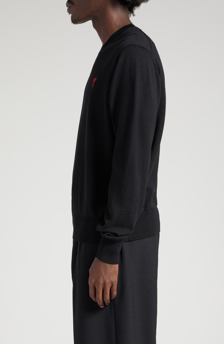 AMI PARIS Ami de Coeur Wool Crewneck Sweater, Alternate, color, Black