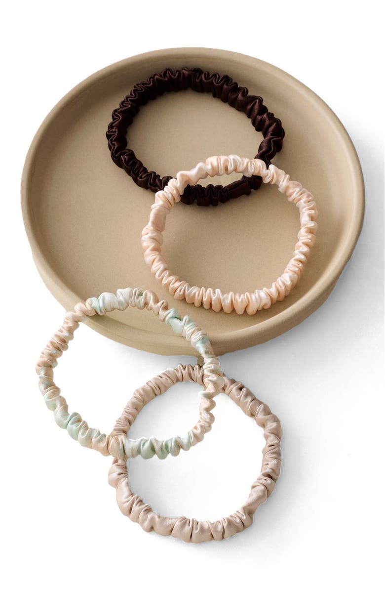 Haven Well Within Silk hair tie four pack, Main, color, Floral/Coffee/Medallion