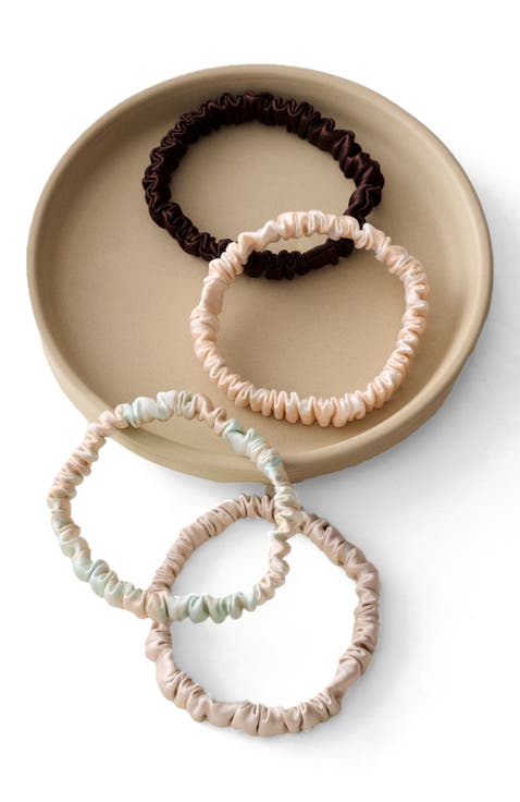 Silk hair tie four pack