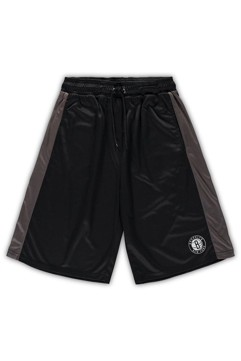 Men's Fanatics Branded Black/Charcoal Brooklyn Nets Big & Tall Performance Shorts, Main, color, Black