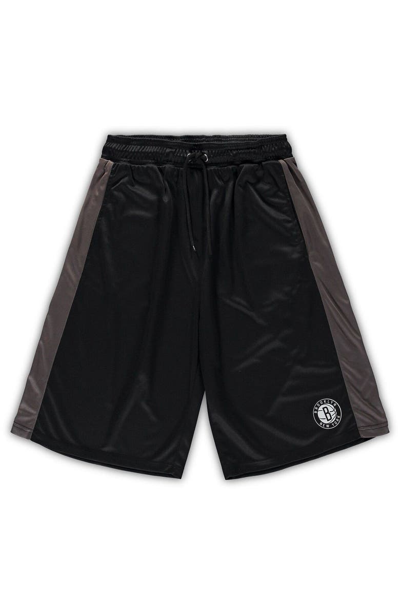 FANATICS Men's Fanatics Branded Black/Charcoal Brooklyn Nets Big & Tall Performance Shorts, Main, color, Black
