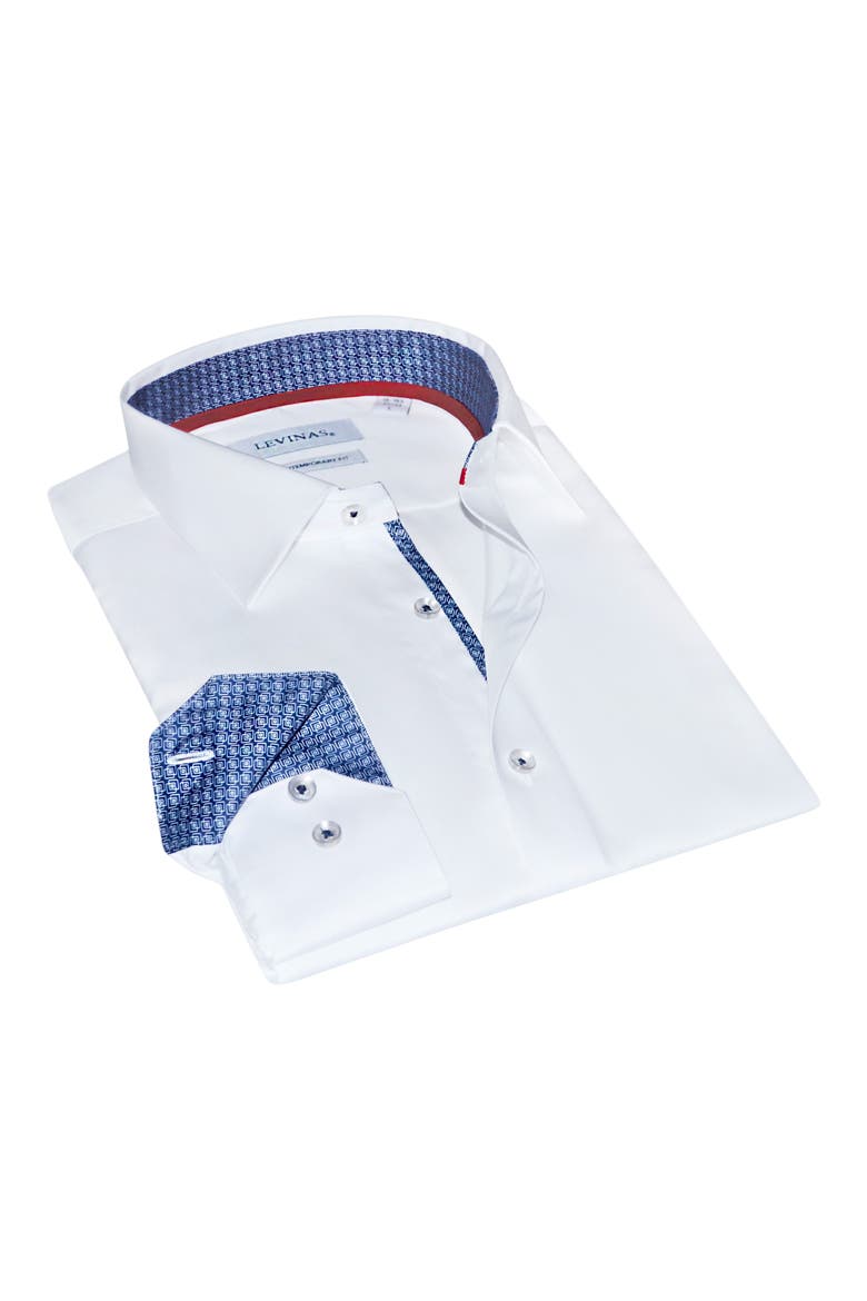 Contemporary Fit Solid Cotton Dress Shirt, Main, color, WHITE