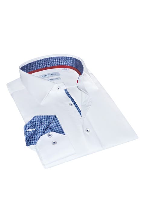 Contemporary Fit Solid Cotton Dress Shirt