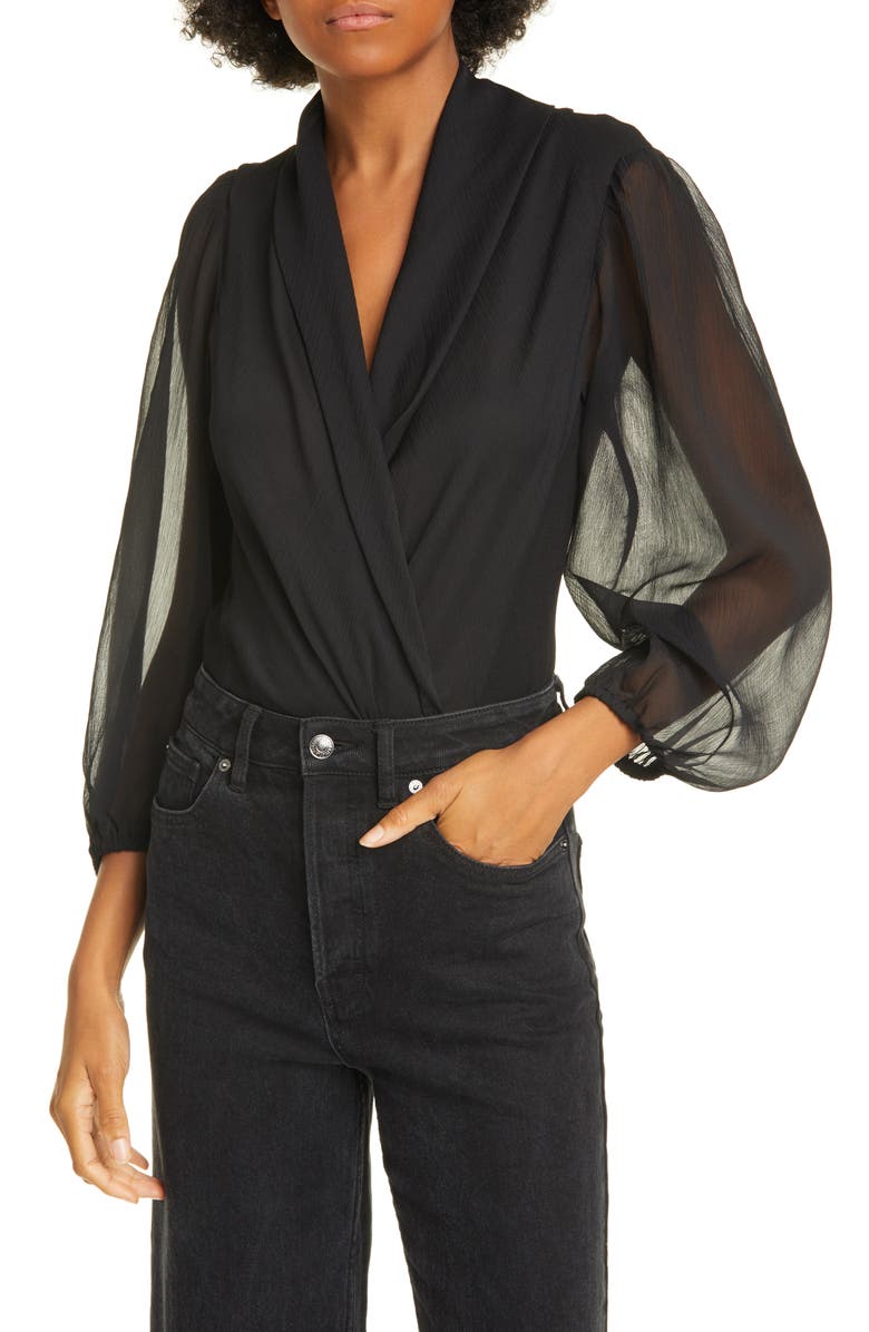 Rodebjer Serenity Faux Wrap Bodysuit, Main, color, 