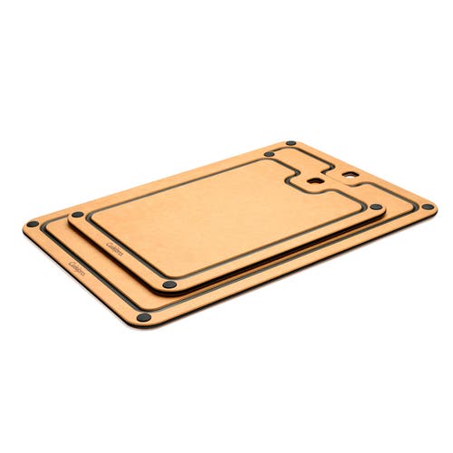 Cuisipro Fibre Wood Cutting Boards With Silicone Feet, Set Of 2, Natural/slate In Brown