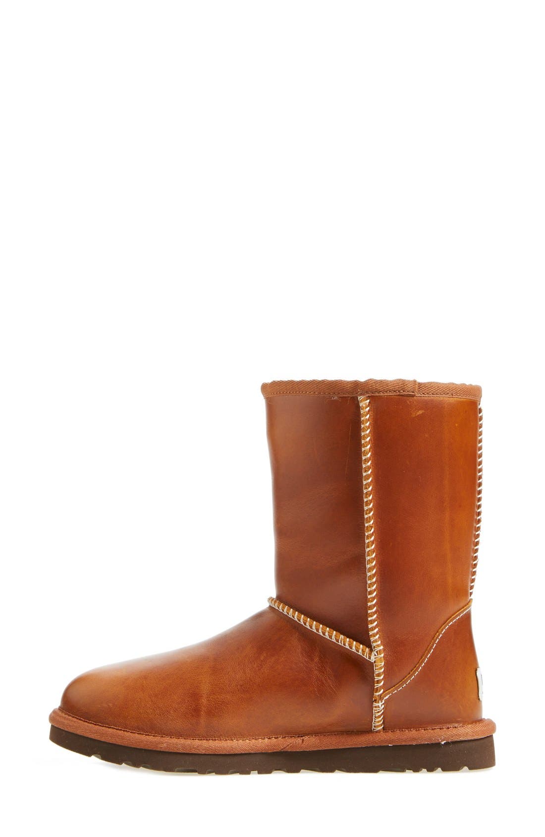 UGG<sup>®</sup> Australia 'Classic Short' Leather Water Resistant Boot, Alternate, color, 