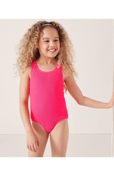 Girls Chlorine Resistant Racerback One Piece Swimsuit