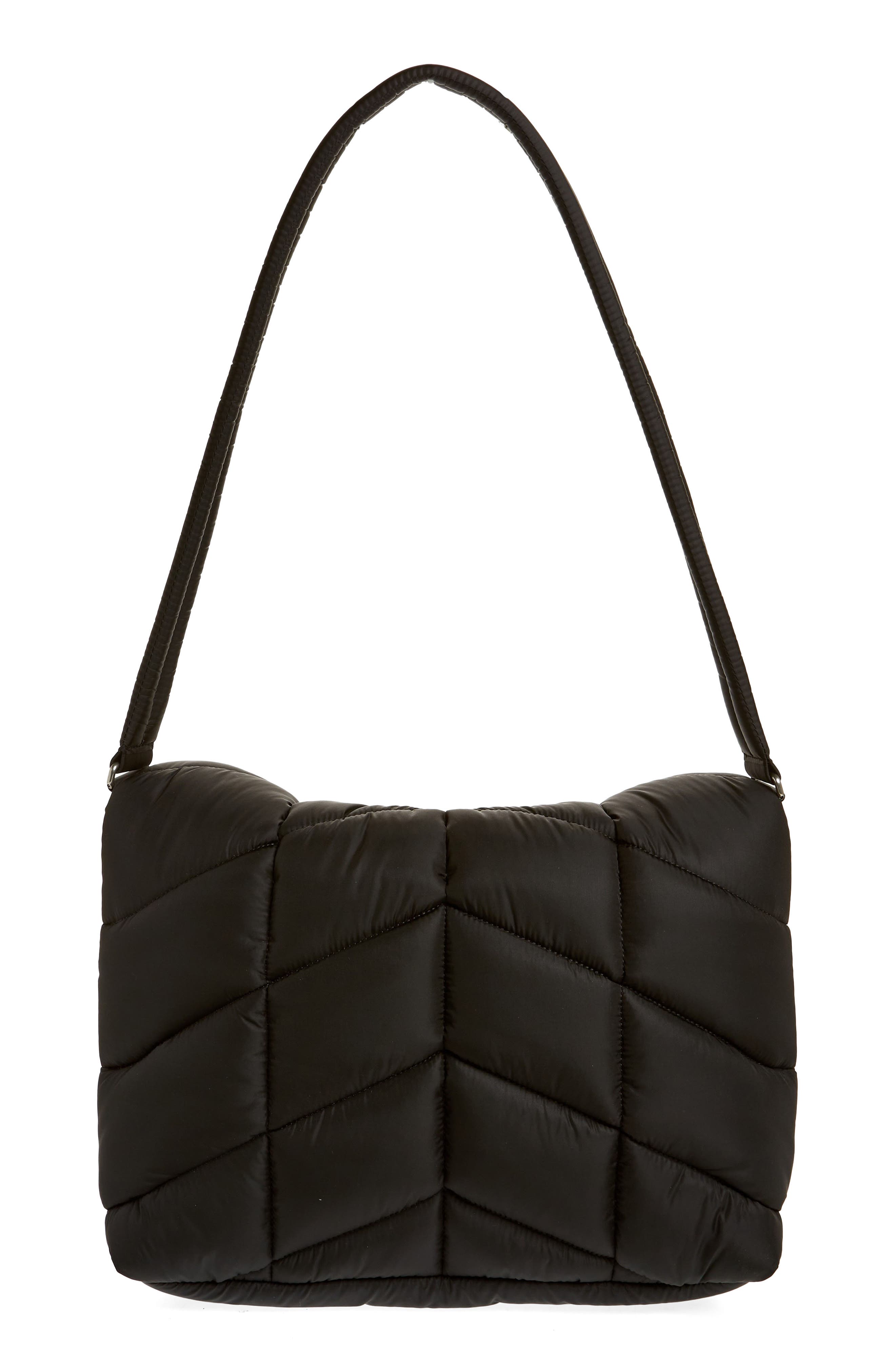 Saint Laurent Medium Puffer ECONYL<sup>®</sup> Regenerated Nylon Messenger Bag, Alternate, color, Black