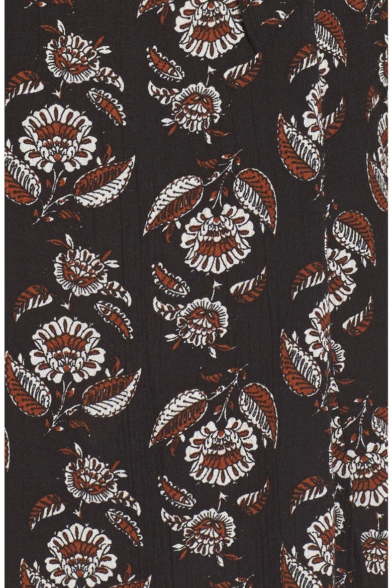 Tie Neck Floral Print Dress, Alternate, color, BLACK/ RUST/ IVORY
