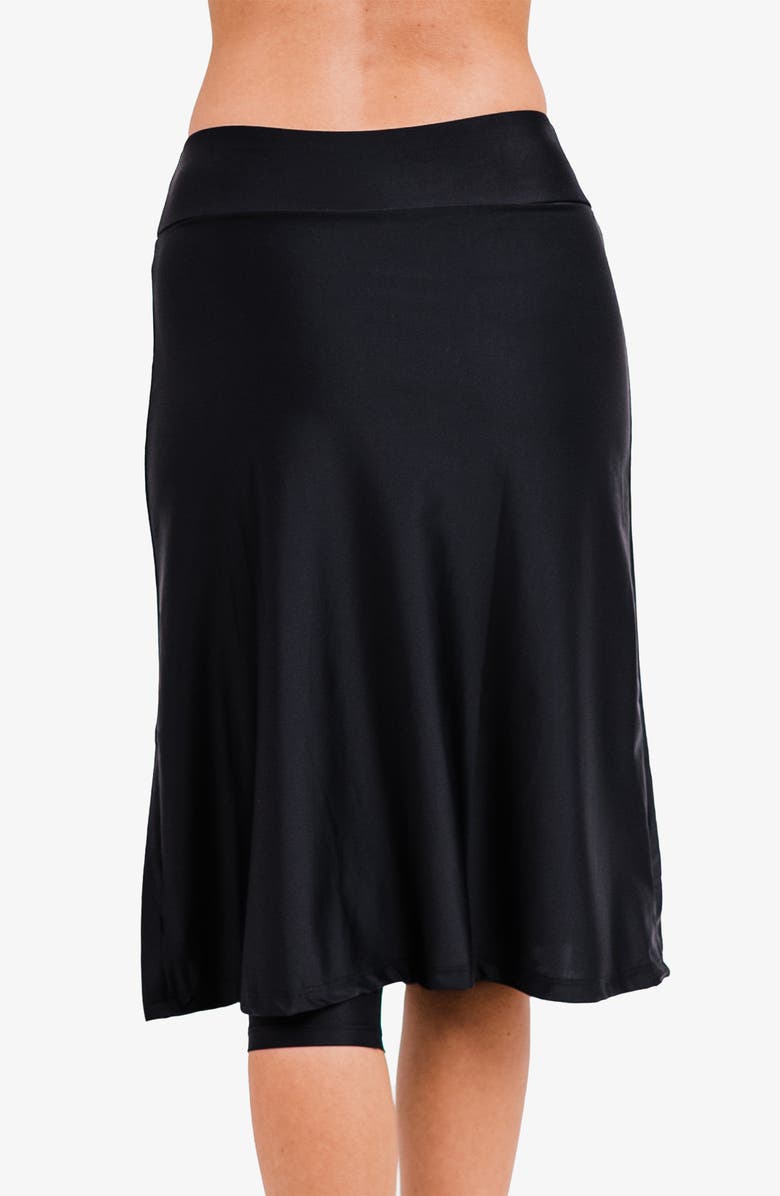 Calypsa Long Swim Skort With Capri Leggings, Alternate, color, Black