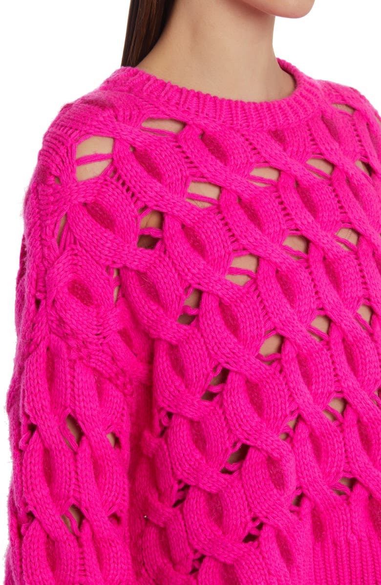 Valentino Garavani Open Stitch Cable Knit Wool Blend Sweater, Alternate, color, 
