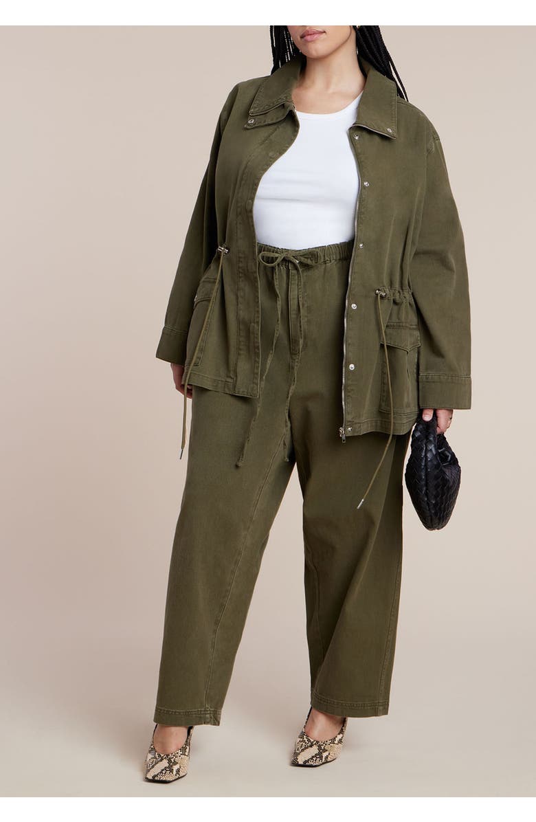 ELOQUII Adjustable Drawstring Casual Pant, Alternate, color, Winter Moss