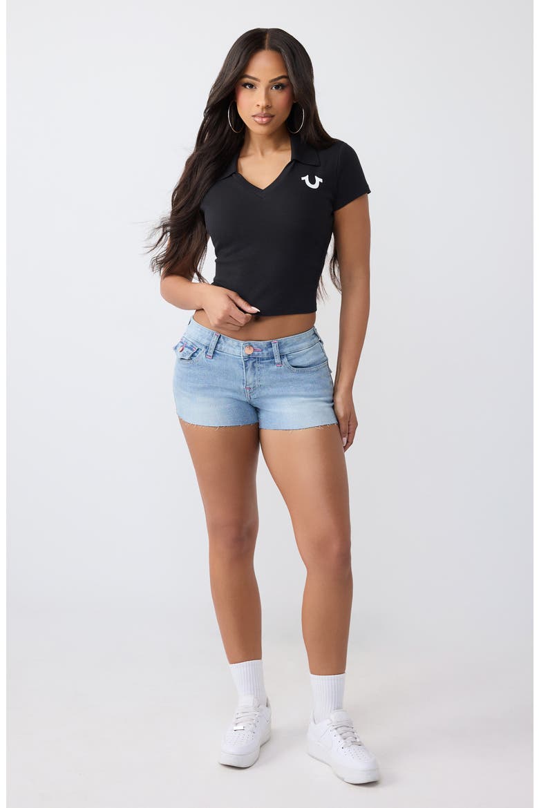 Polo Ribbed Deep V Tee, Alternate, color, JET BLACK