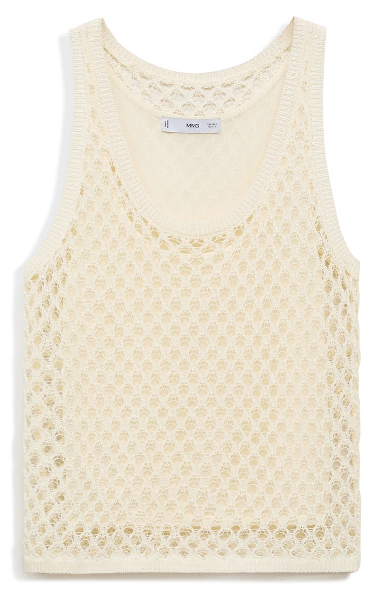 MANGO Openwork Tank, Alternate, color, Ecru
