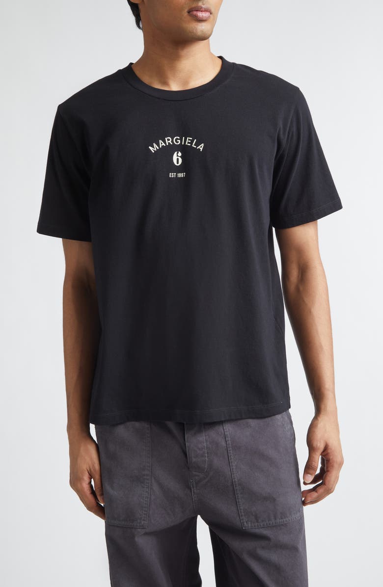 MM6 Maison Margiela Signature Embroidered Logo Graphic T-Shirt, Main, color, Black