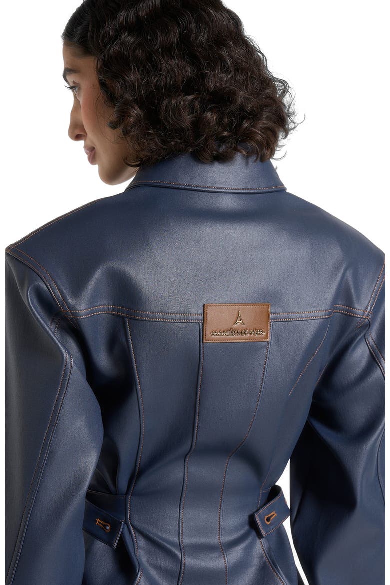 Karla Wax Effect Cinch Waist Jacket, Alternate, color, Indigo