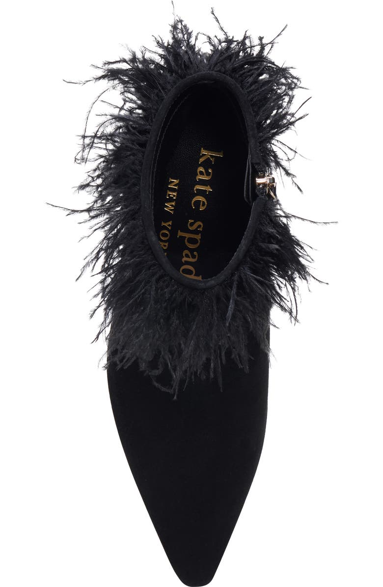 Kate Spade New York marabou pointed toe bootie, Alternate, color, Black