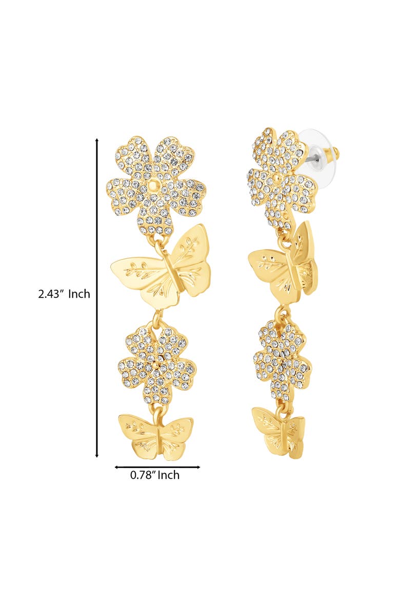 Vertical Butterfly Drop Earrings, Alternate, color, Gold