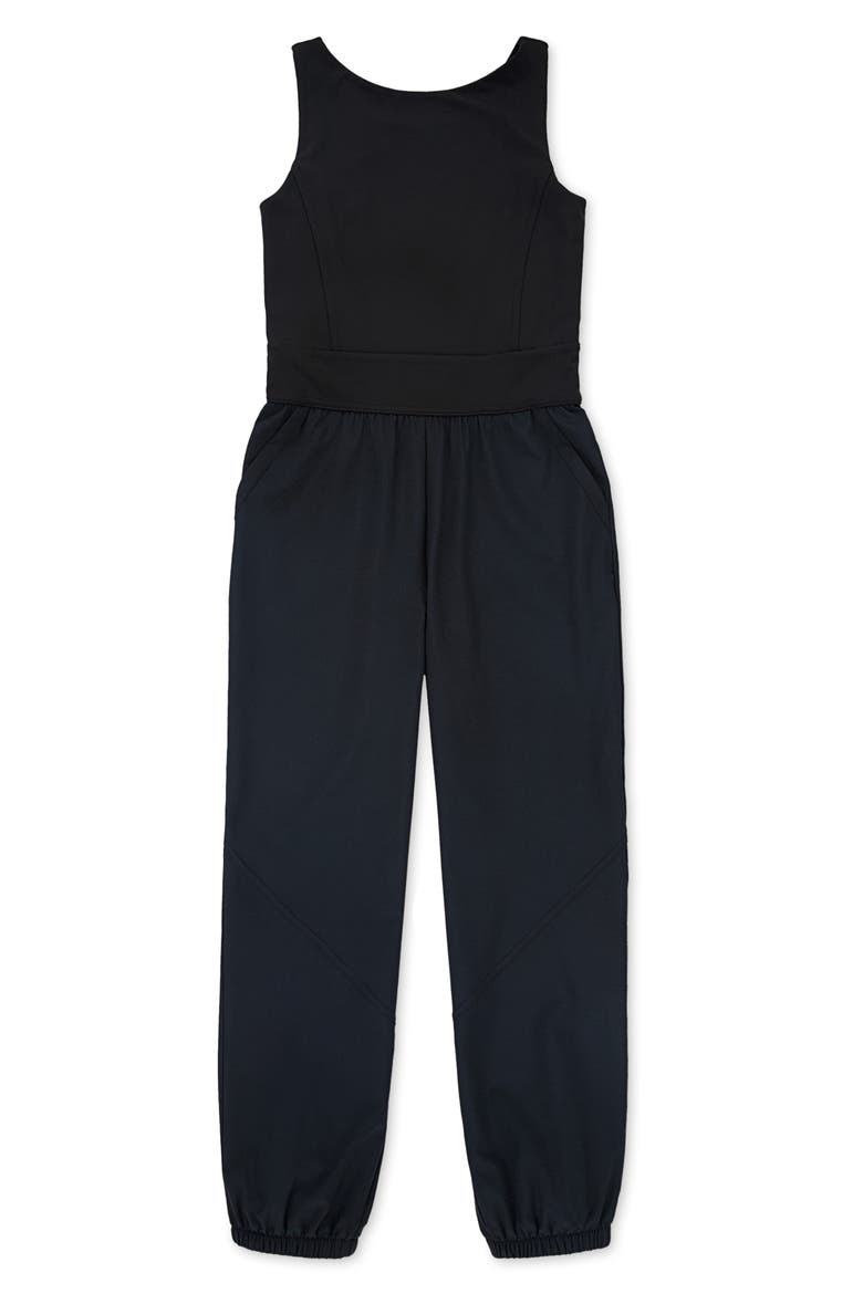 Kids' Mixed Media Tank Jumpsuit, Main, color, BLACK BEAUTY BEAUTIFUL BLACK