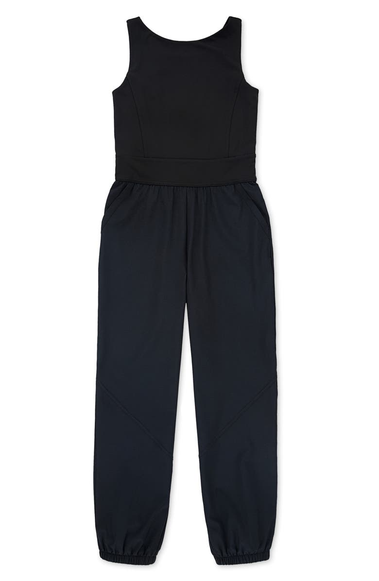 abercrombie kids Kids' Mixed Media Tank Jumpsuit, Main, color, Black Beauty Beautiful Black