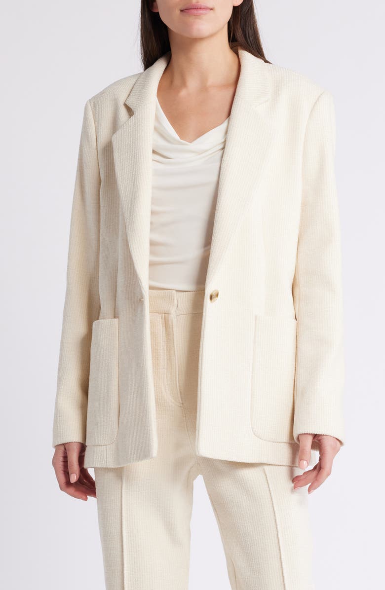 BOSS Janka Ribbed Jacket, Main, color, Soft Cream