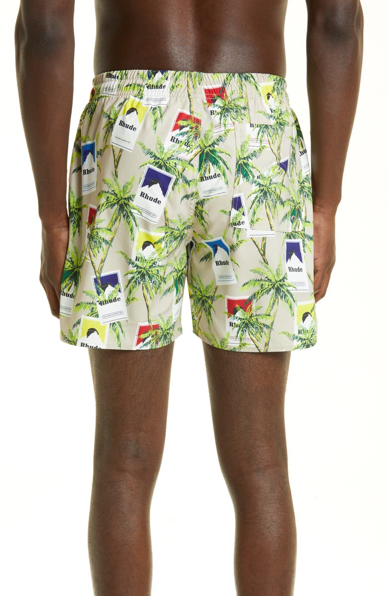 Rhude Cigarette Print Swim Trunks, Alternate, color,