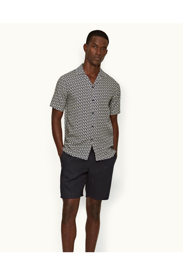 Cornell Linen Easy Tailored Fit Washed Linen Shorts, Main, color, NIGHT IRIS