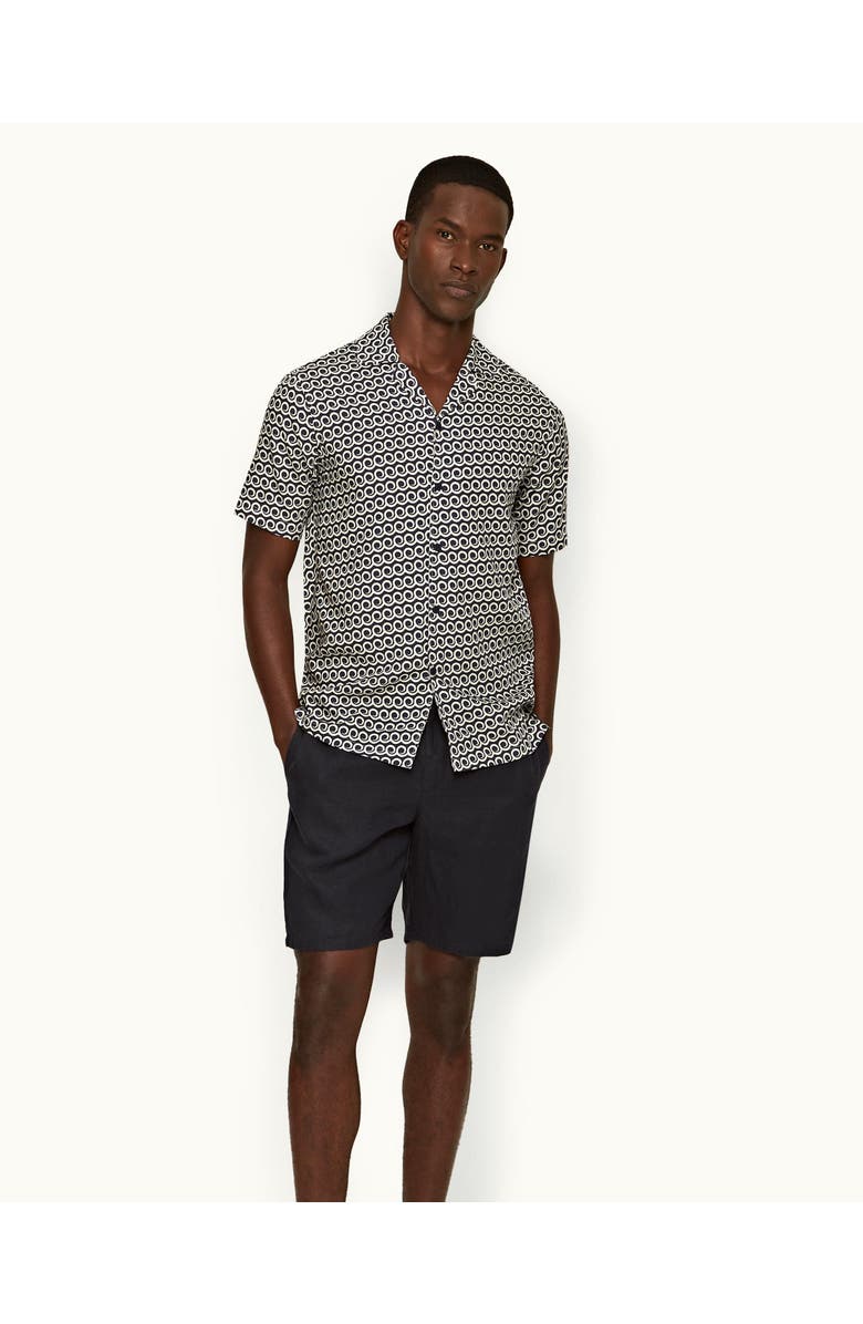 Orlebar Brown Cornell Linen Easy Tailored Fit Washed Linen Shorts, Main, color, Night Iris