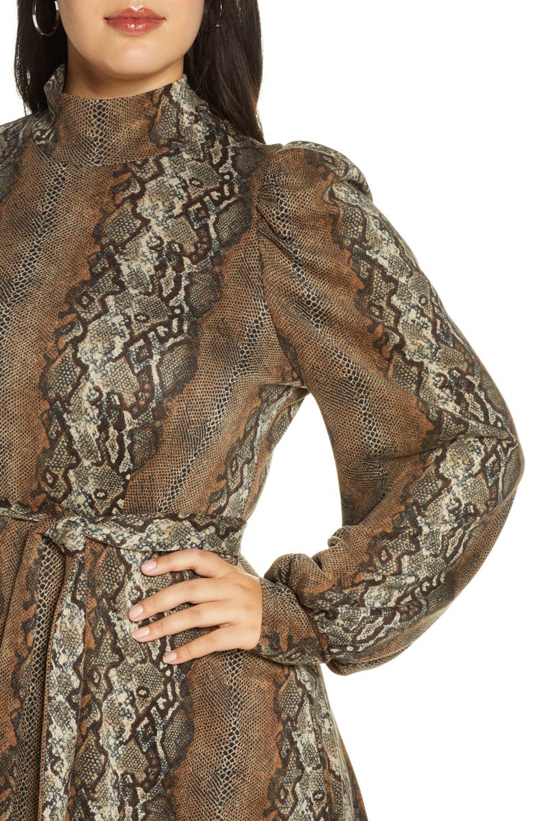 Leith Mock Neck Long Sleeve Minidress, Alternate, color, 