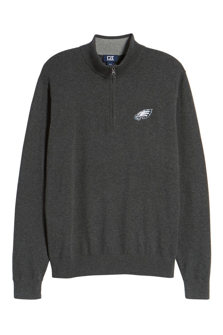 Philadelphia Eagles - Lakemont Regular Fit Quarter Zip Sweater, Alternate, color, CHARCOAL HEATHER