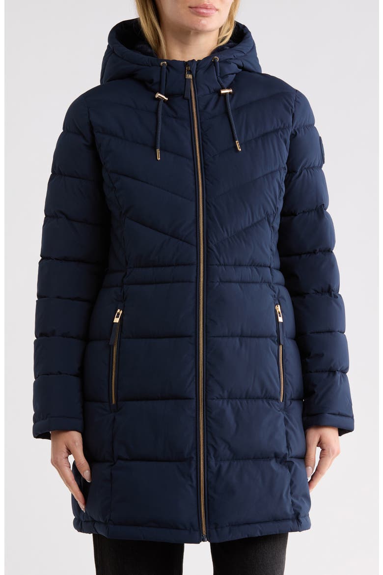 Three-Quarter Puffer Coat, Main, color, DARK NAVY