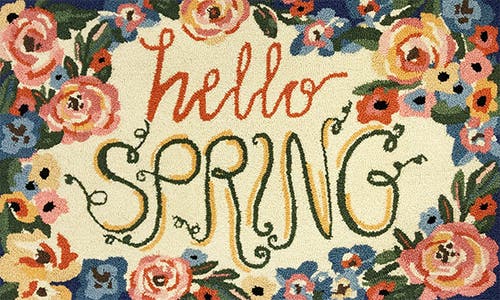 R16 Home Hello Spring Doormat In Navy/multi