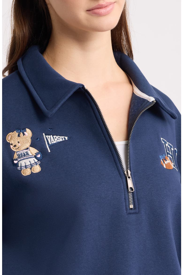 Varsity Graphic Quarter Zip Pullover, Alternate, color, NAVY