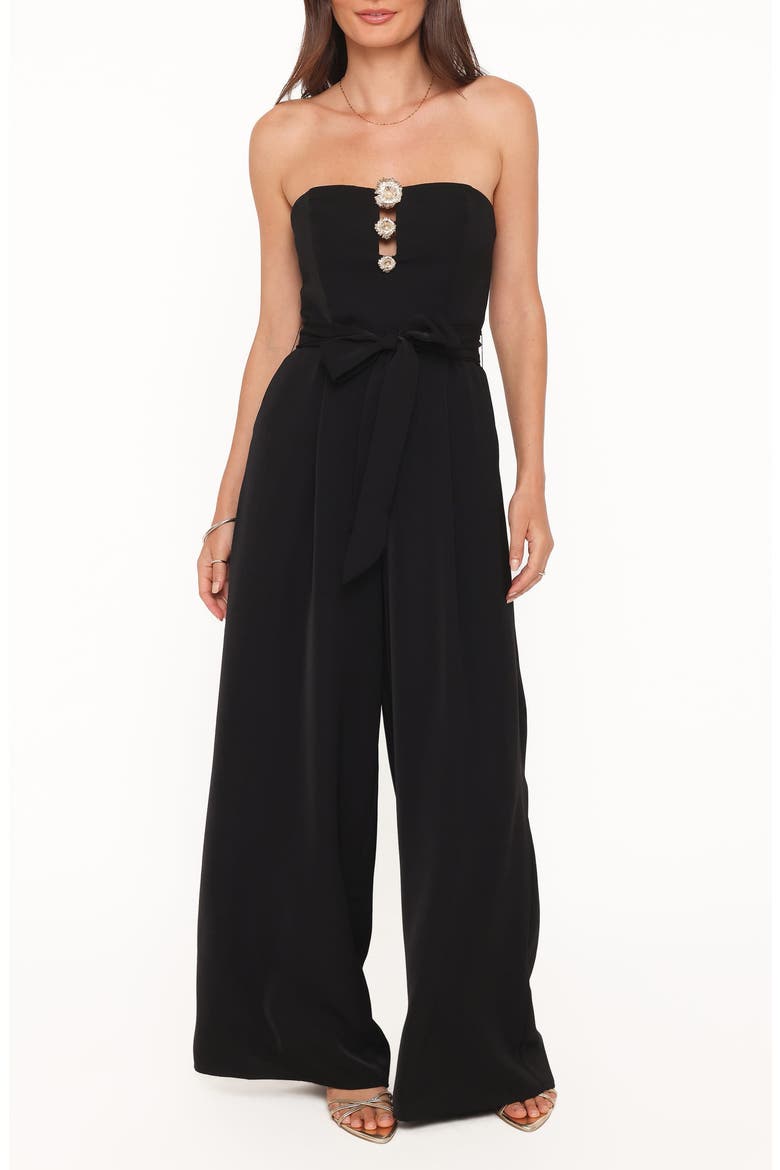 Rois Strapless Wide Leg Jumpsuit, Main, color, BLACK