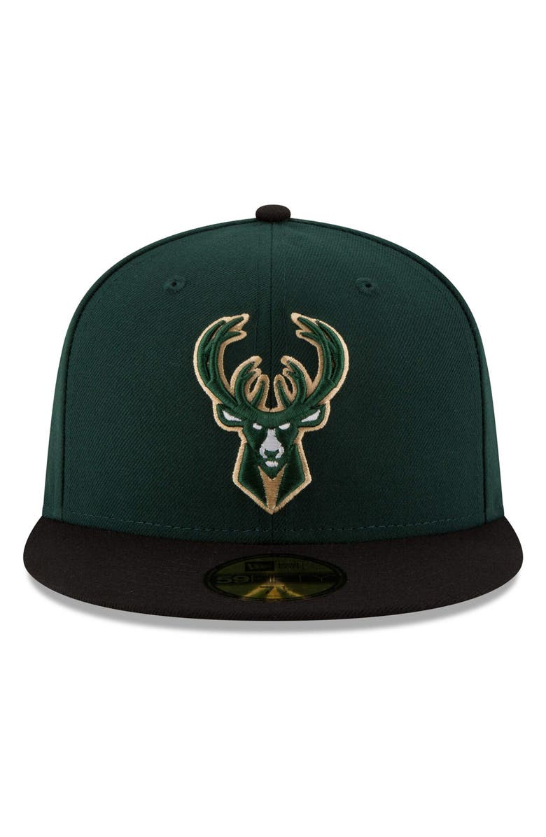 New Era Men's New Era Green/Black Milwaukee Bucks Official Team Color 2Tone 59FIFTY Fitted Hat, Alternate, color,