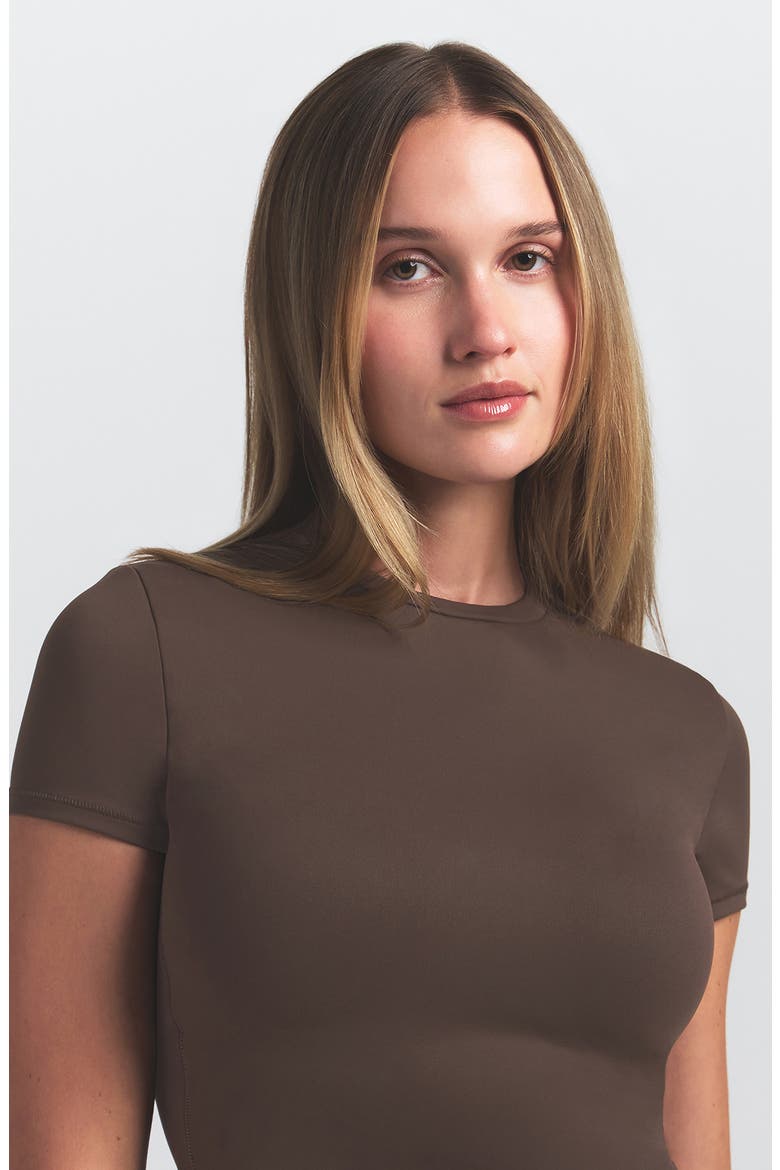 Matte Padded Baby Tee, Alternate, color, DARK SEPIA