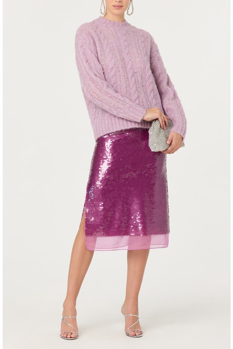 Violette Cable Stitch Sweater, Alternate, color, LAVENDER
