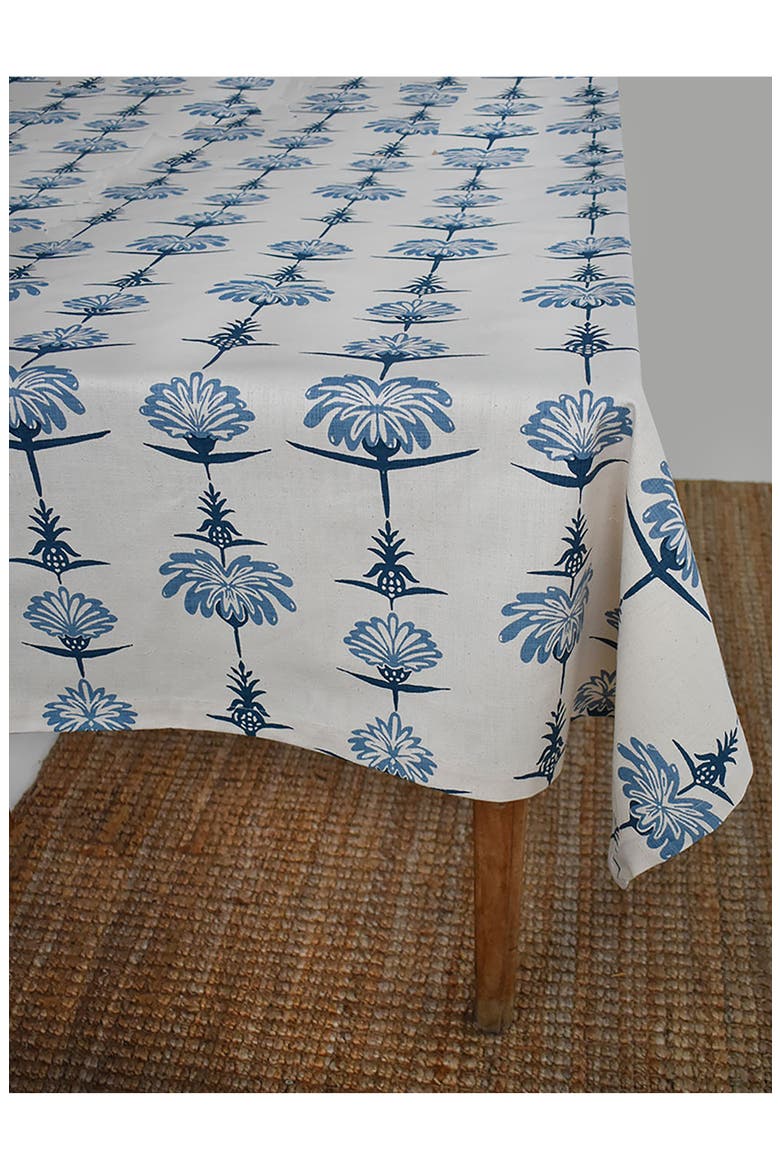 Tropical Garden Tablecloth, Alternate, color, INDIGO AND SKY