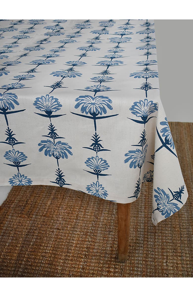 FRENCH HOME Tropical Garden Tablecloth, Alternate, color, Indigo And Sky