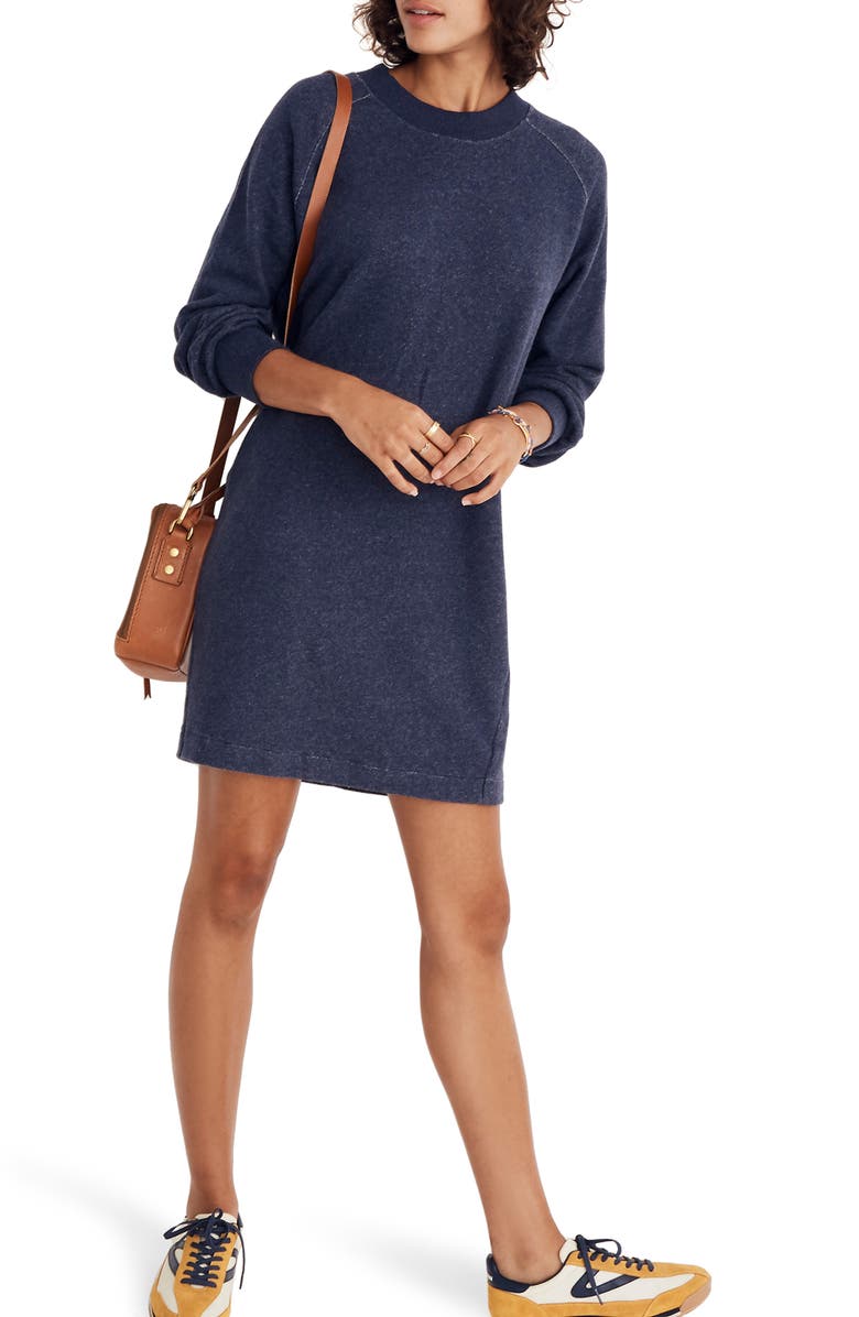 Madewell Bubble Sleeve Sweatshirt Dress, Main, color, 