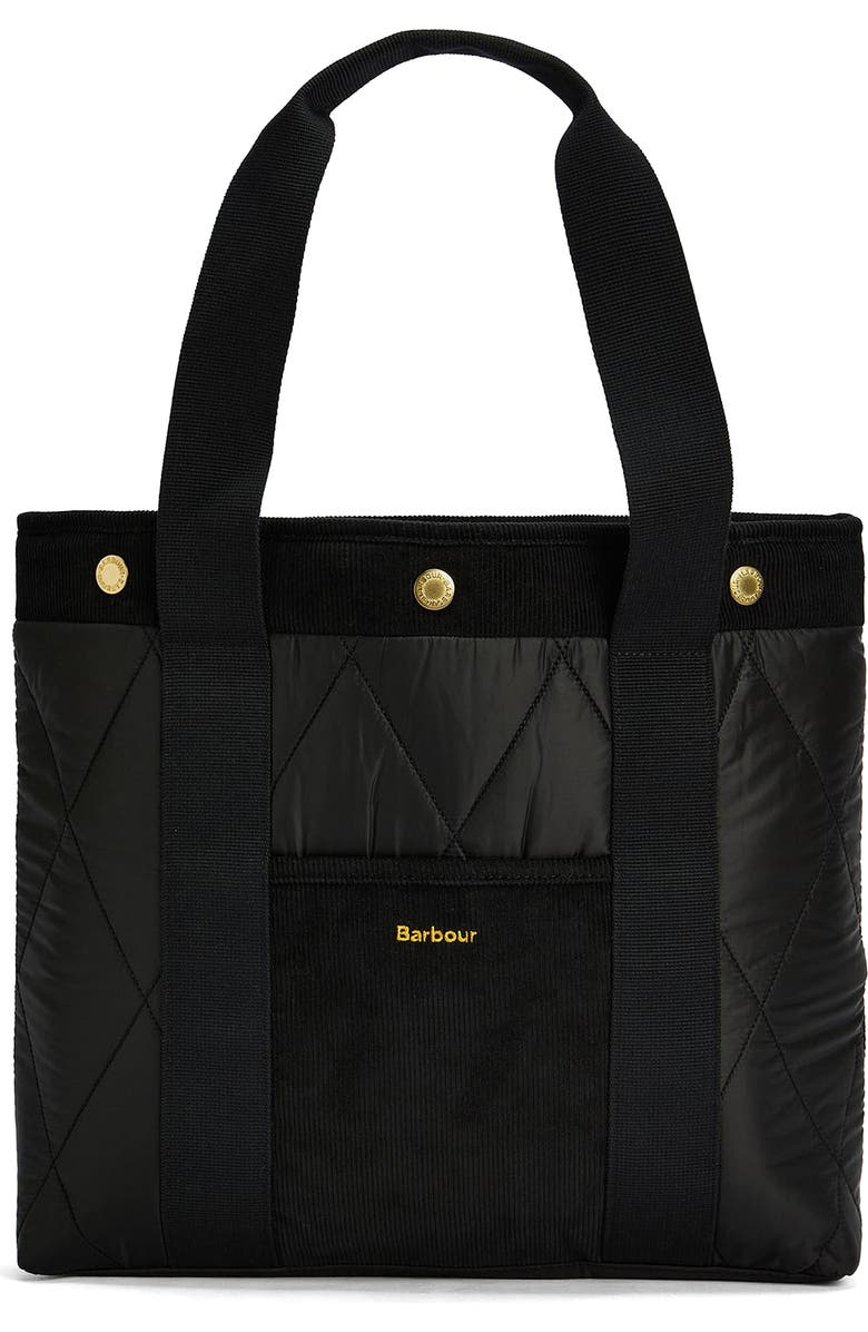 Barbour Healy Mixed Media Tote, Main, color, Black/ Ancient