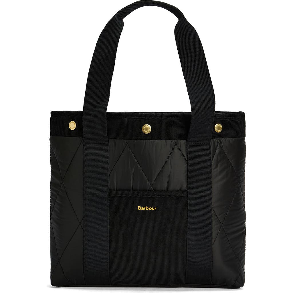 Barbour Healy Mixed Media Tote In Black