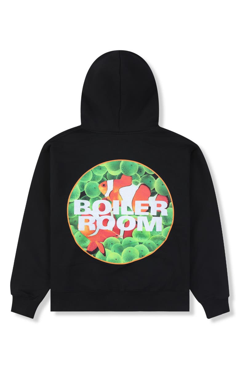 PLEASURES x Boiler Room Clownfish Oversize Graphic Hoodie, Alternate, color, Black