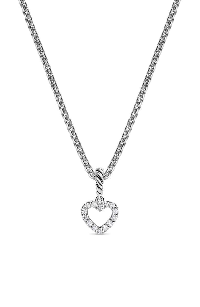 David Yurman Micro Pavé Open Heart Enhancer in Sterling Silver with Diamonds, 6.8mm, Alternate, color, Diamond