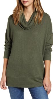 Loveappella Cowl Neck Long Sleeve Top