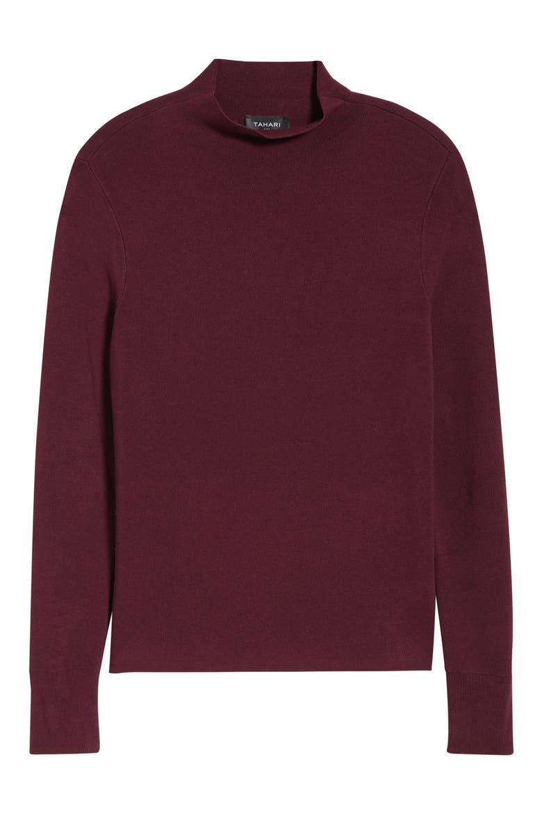 Mock Neck Long Sleeve Sweater, Alternate, color, CRANBERRY
