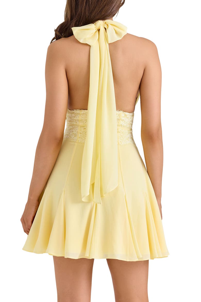 Ailani Halter Georgette Minidress, Alternate, color, BUTTER