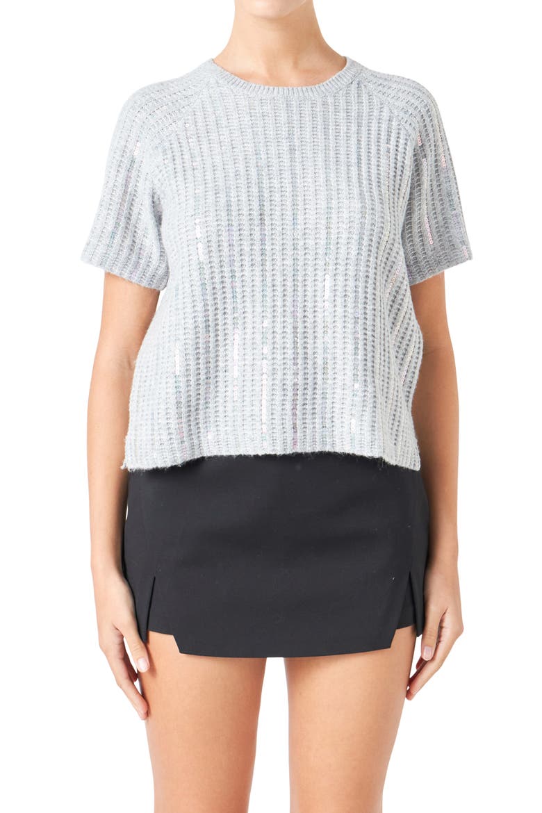 Sequin Rib Sweater, Alternate, color, SILVER